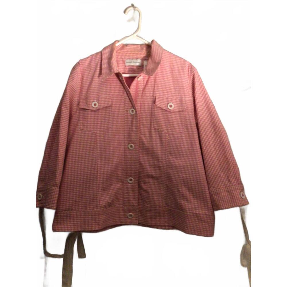 Alfred Dunner Pink and White Gingham Jacket Size 16 - Picture 2 of 12
